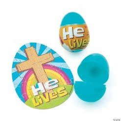 Discount 😍 2 1/2" He Lives Puzzle-Filled Plastic Easter Eggs - Set of 12 ❤️