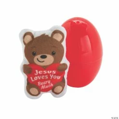 Deals ⭐ 4 1/4" Jumbo Jesus Loves You Beary Much Stuffed Bear-Filled Easter Eggs - 12 Pc. 🎁