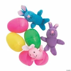 Best deal 👏 4" Bright Stuffed Bunny-Filled Plastic Easter Eggs - 12 Pc. 👏