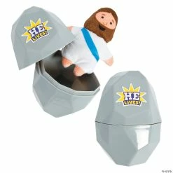 Deals 🔥 4" Religious Easter Egg Tomb with Stuffed Jesus Character - 24 Pc. ❤️