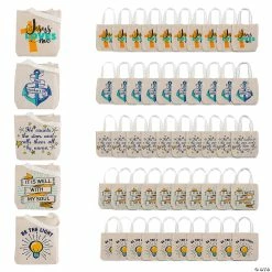 Buy ✨ Bulk 8" x 8" Mini Religious Canvas Tote Bag Assortment - 50 Pc. 🔔