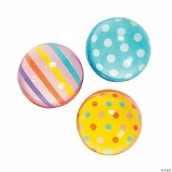 Deals 🤩 Dots & Stripes Bouncy Ball Assortment - 12 Pc. 👍