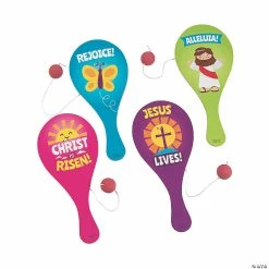 Budget 💯 Easter Inspirational Paddleball Games - 12 Pc. ⌛