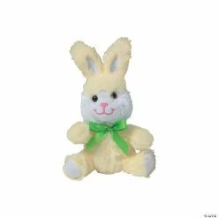 Wholesale 🌟 Easter Yellow Long-Hair Stuffed Bunnies - 12 Pc. 😀