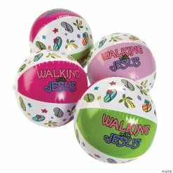 Outlet 👏 Inflatable 11" Walking with Jesus Medium Beach Balls - 12 Pc. 👍