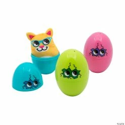 Best Sale 🎁 Jumbo Hatching Plush-Filled Plastic Easter Eggs - 12 Pc. ⌛