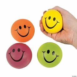New 🔔 Neon Smile Face Stress Balls - 12 Pc. 🛒