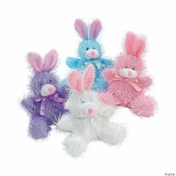 Top 10 🛒 Pastel Pink, Blue, Purple, White Furry Stuffed Bunnies - 12 Pc. 🛒