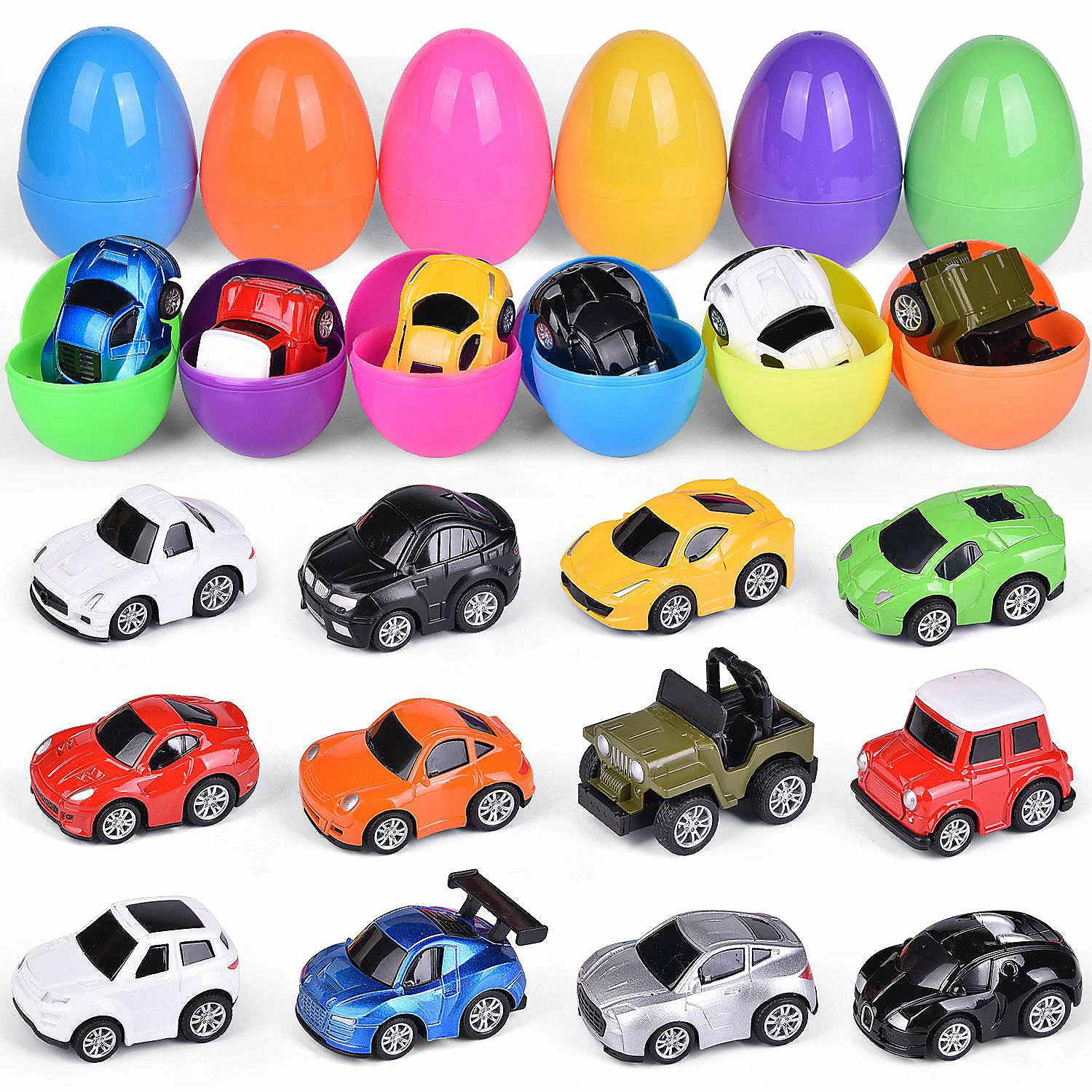 Discount 👏 PopFun-12 PCs Easter Eggs Prefilled with Diecast Cars 🌟 3 Discount 👏 PopFun-12 PCs Easter Eggs Prefilled with Diecast Cars 🌟