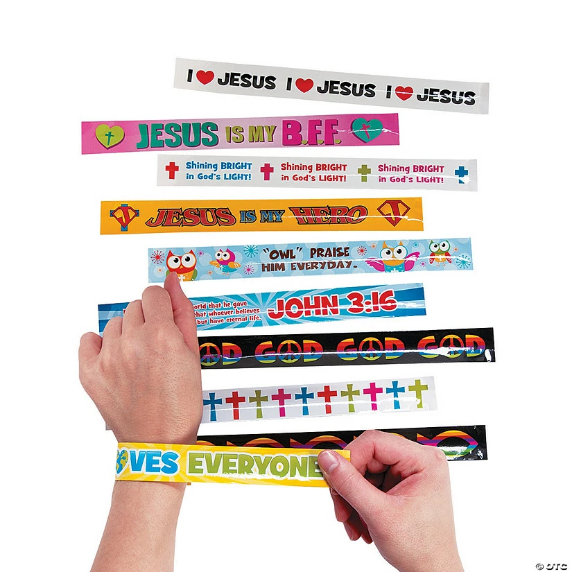 Top 10 😍 Religious Slap Bracelet Assortment - 50 Pc. ⭐ 3 Top 10 😍 Religious Slap Bracelet Assortment - 50 Pc. ⭐